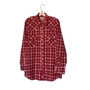 Vintage Stagecoach Western Wear Shirt Men L Large Pearl Snap Rodeo Cowboy Plaid